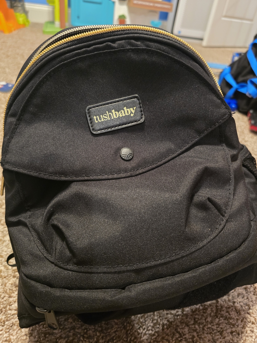 Tushbaby Black Diaper Backpack - Compact Kids Bath & Skin Organizer